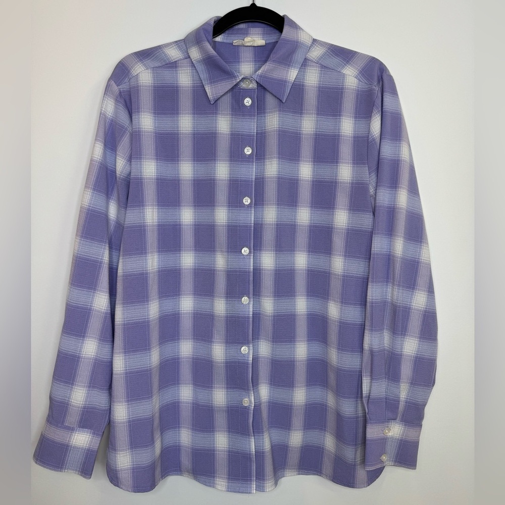 Womance purple summer Plaid Button Down Shirt size small